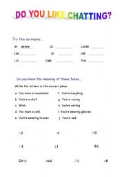 English worksheet: Do you like chatting?