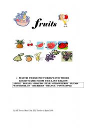 English Worksheet: FRUITS