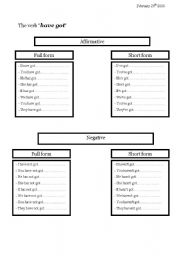 English Worksheet: Have got