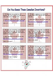 English Worksheet: canadian inventions