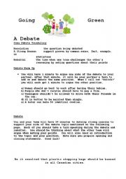 English Worksheet: Going Green: A Debate