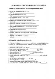 English worksheet: Useful Expressions