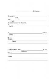 English Worksheet: In Summer by Robert Louis Stevenson