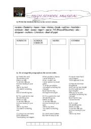 English Worksheet: high school musical