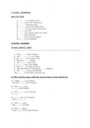 English worksheet: verb to be