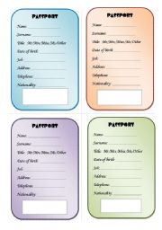 English Worksheet: PASSPORT - two versions (colorful, black and white)