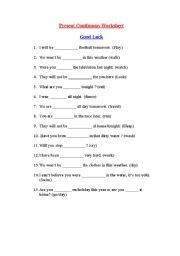 English Worksheet: Present Continuous worksheet