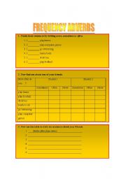 English worksheet: FREQUENCY ADVERBS - 1