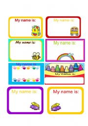 English Worksheet: name tags