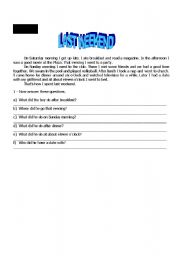 English worksheet: last weekend