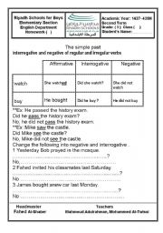 English Worksheet: simple past