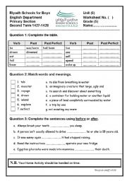 English Worksheet: irregular verbs