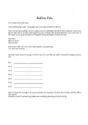 English Worksheet: Icebreaker with ballons