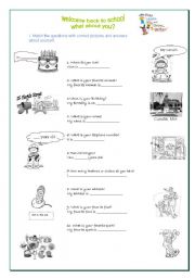 English Worksheet: Welcome back to school