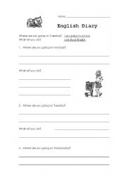 English worksheet: English Diary