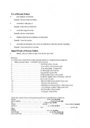 English worksheet: present prefect