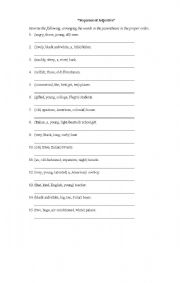 English worksheet: Adjective Sequences
