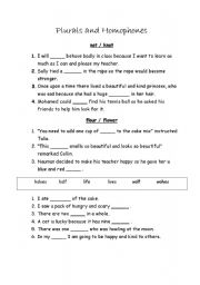 English Worksheet: Homophones not/knot flower/flour