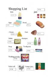 English Worksheet: shopping