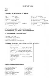 simple resent worksheet