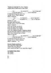 English worksheet: song by eric clapton