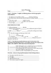 English Worksheet: Prepositions Quiz