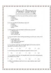 English Worksheet: Food Survey