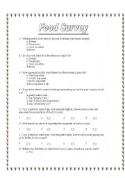 English worksheet: Food Survey