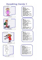 English Worksheet: Speaking Cards 1 