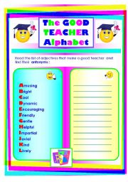 English Worksheet: The good teacher alphabet