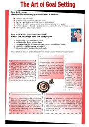 English Worksheet: The Art of Goal Setting