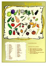 English Worksheet: Vegetables