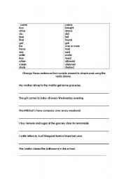 English worksheet: regular and irregular verbs 