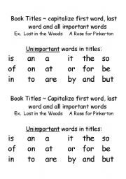 English worksheet: Capitalizing Book Titles