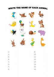 English worksheet: ANIMALS