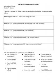 English worksheet: Project Reflection