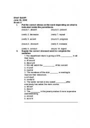 English Worksheet: stress