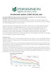 English Worksheet: Business English - Job Cuts in the Housing Market