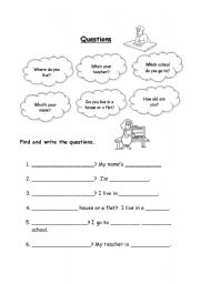 English worksheet: Questions