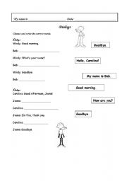 English worksheet: Dialogs - Greetings