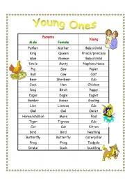 English Worksheet: Young ones