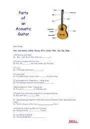 English Worksheet: Parts of a guitar!