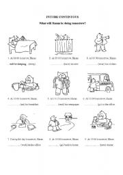 English Worksheet: future continuos worksheet with daily activities