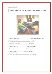 English worksheet: prepositions of place