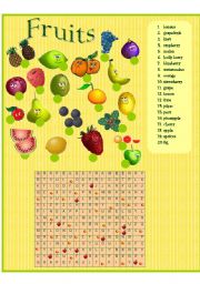 English Worksheet: FRUITS