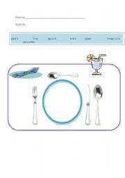 English worksheet: Place Setting Easier Version