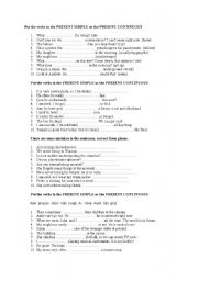 English Worksheet: present simple vs present continuous