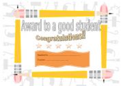 English Worksheet: Award to a ood students