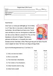 English Worksheet: 5th form evaluation test