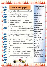 English Worksheet: GERUNDS & PREPOSITIONS